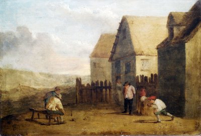 Peasants Bowling in Front of a Tavern by Unbekannt Unbekannt